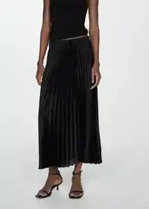 Falda Plisado Negro Talla 24 Mujer Mango