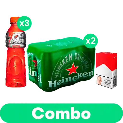 Combo 3 Pack Gatorade 1L + 6 Pack Heineken X2 + Cigarrillos Marlboro