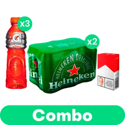 Combo 3 Pack Gatorade 1L + 6 Pack Heineken X2 + Cigarrillos Marlboro