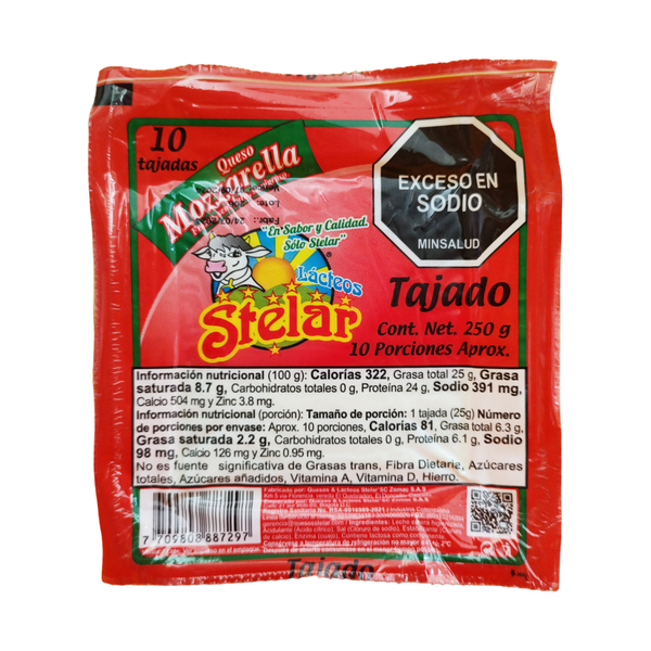 Stelar Queso Mozarella Tajado 250 g