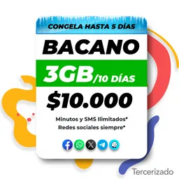 Pillofon Sim Card Prepago Plan Bacano Con 3 GB