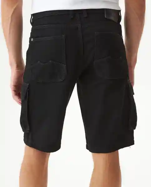 Bermuda Tipo Cargo Negro Noche Ultraoscuro Talla 36 Chevignon