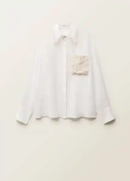 Camisa Embro Offwhite Talla M Mujer Mango