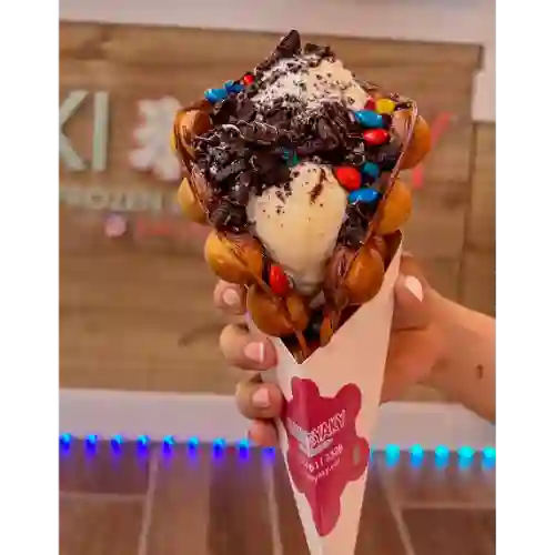 Bubble Waffle Doble Oreo y M&m