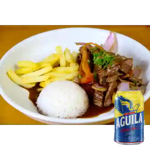 Combo Lomo Saltado + Cerveza Aguila Original Lta 330ml