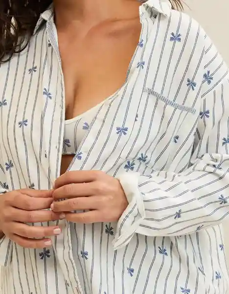 Pijama Aerie Azul Talla LARGE 1873417 American Eagle