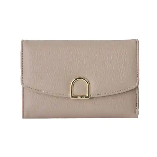 Cartera Para Mujer Con Hebilla Dorada Beige Serie Miniso