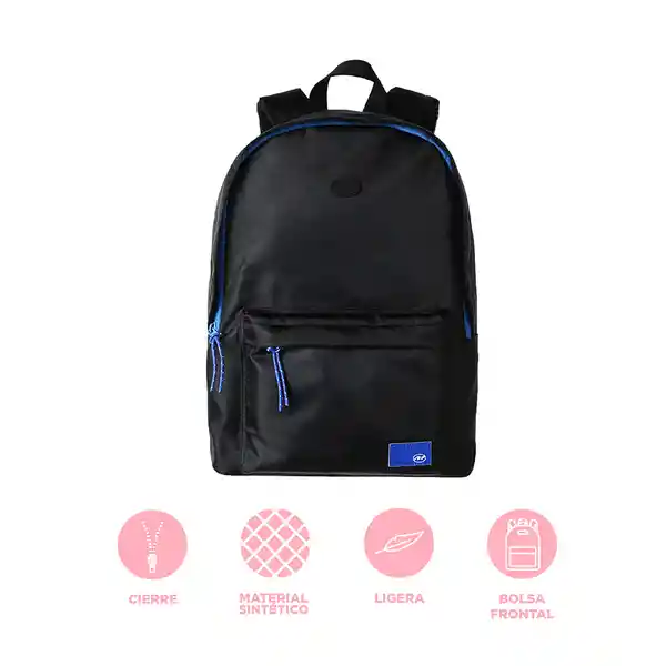 Mochila Básica Con Detalles en Contraste Negro Miniso