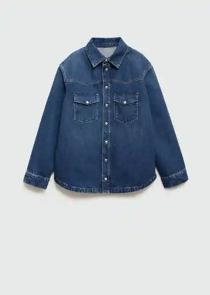 Sobrecamisa Camilla Tejano Oscuro Talla M Mujer Mango