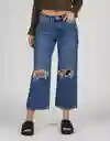 American Eagle Jean Corto Rotos Lavado Medio T. 6 Regular