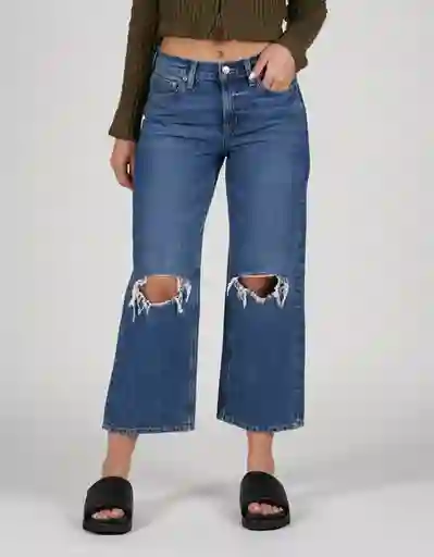 American Eagle Jean Corto Rotos Lavado Medio T. 6 Regular