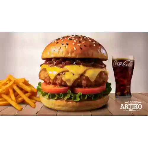 Promo Chicken Burger + Papas + Gaseosa