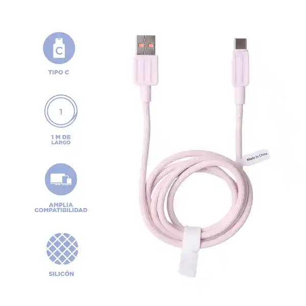 Cable de Carga Tipo C Eco Friendly Rosa Miniso