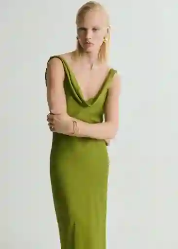 Vestido Grass Verde Talla L Mujer Mango