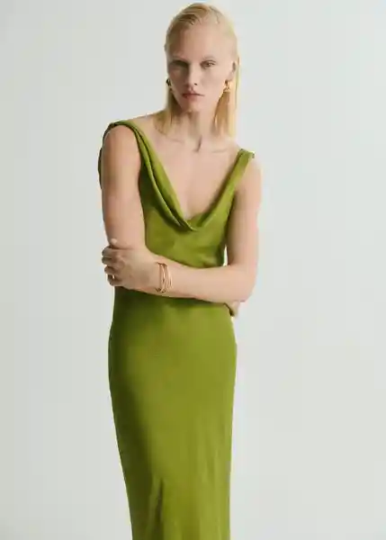 Vestido Grass Verde Talla L Mujer Mango