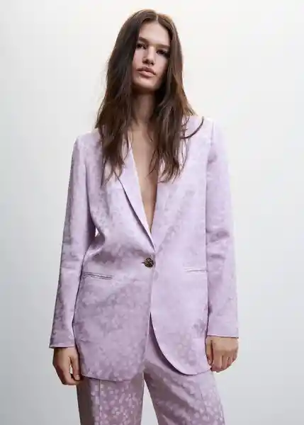 Blazer Americana Topete Malva Talla M Mujer Mango