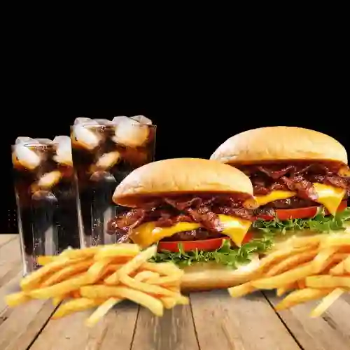 2 American Burger + Papa + Gaseosa