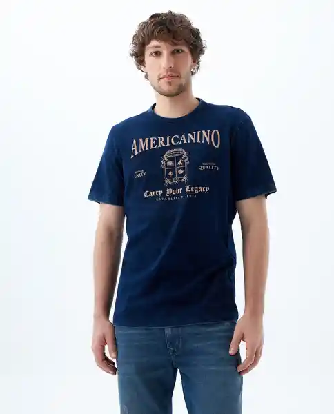 Camiseta Hombre Color Azul Talla L 849F020 Americanino