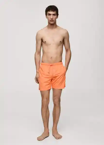 Short Bañador Liso Naranja Fluor Talla M Hombre Mango