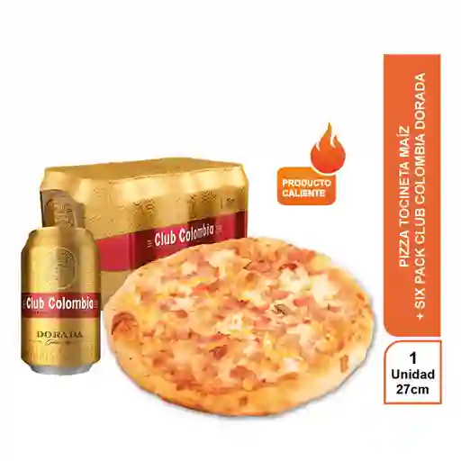 Combo Pizza Tocineta Maíz + Club Colombia Dorada 330 mL