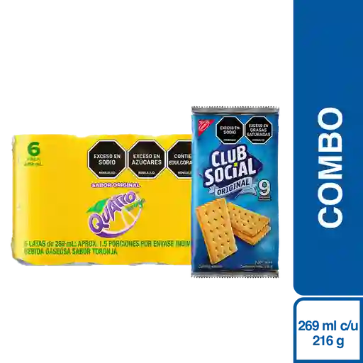Combo Gaseosa Quatro Toronja 269 mL + Club Social Original 216 g