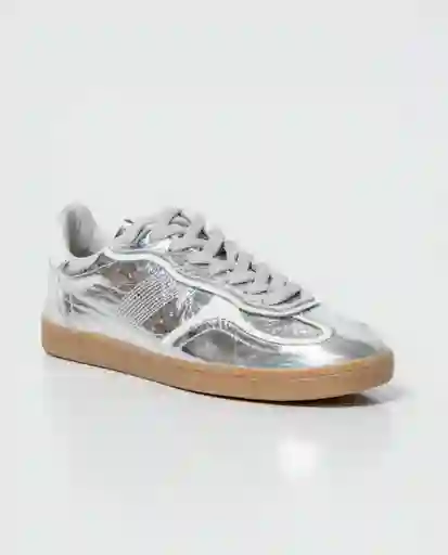 Tenis Cortos Silver Gris Plata Claro Talla 36 Chevignon