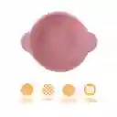 Plato de Silicona Con Cuchara y Tenedor Rosa Miniso