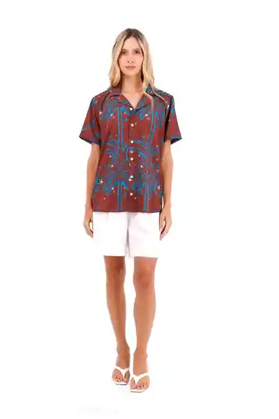 Camisa Wonder Palmeras Terracota XS Mercedes Campuzano