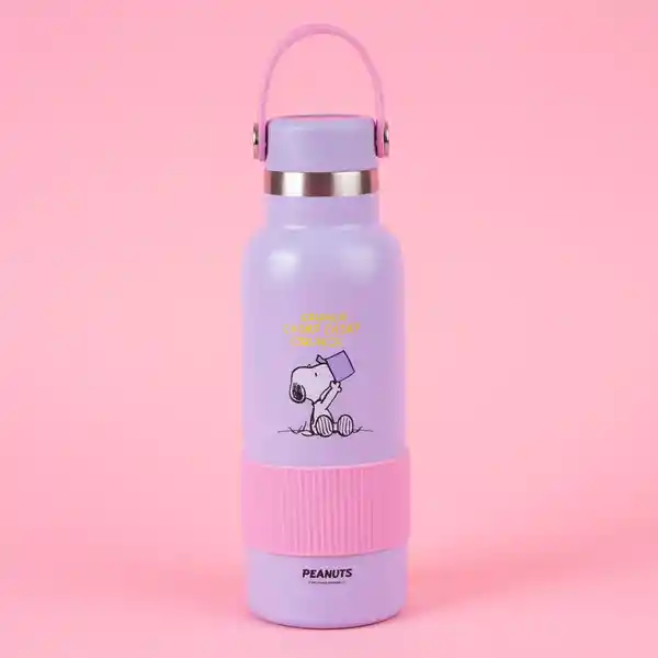 Termo de Con Asa y Funda Snoopy Colorful Morado 500 mL Miniso