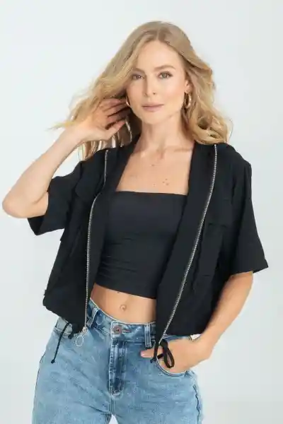 Chaqueta Manga Corta Color Negro Talla S Ragged