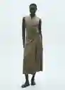 Vestido Fron-w Khaki Talla M Mujer Mango