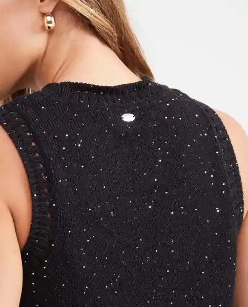 Top Tejido Bijoux Negro Sombrio Ultraoscuro Talla XS Chevignon