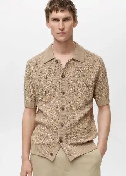 Camisa Pierola Beige Talla M Hombre Mango