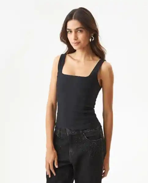 Camiseta Top Strap Corset Negro Sombrío Ultraoscuro L Chevignon