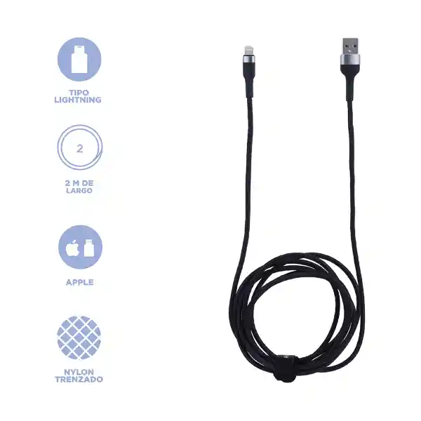 Cable de Carga de Aluminio Mod Cb12B Gris y Negro Miniso