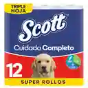 Papel Higiénico Scott Cuidado Triple Hoja 30 m Rollos 12 Und