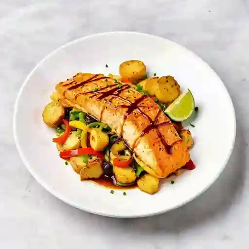 Salmon Wok Vegetales
