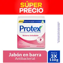 Jabón Antibacterial Protex Balance Saludable 110g x3