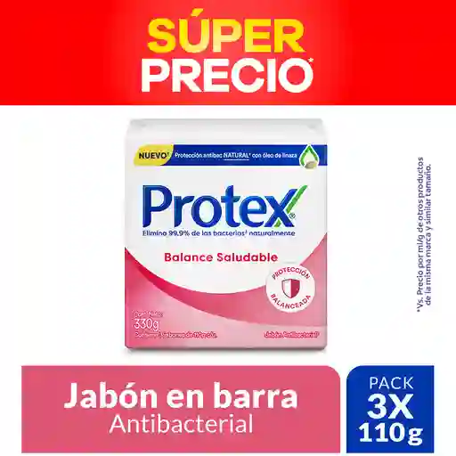 Jabón Antibacterial Protex Balance Saludable 110g x3