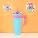 Vaso de Acero Con Pitillo Menta y Rosa 1600 mL Miniso