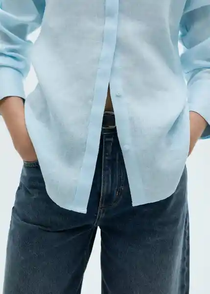 Camisa Samara Celeste Talla S Mujer Mango