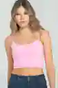 Crop Top Tiras Malibu Color Rosado Barbie Talla M Ragged
