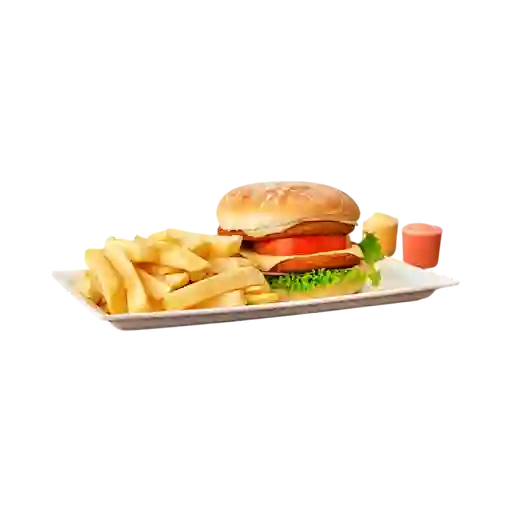 Hamburguesa Apanada Doble & Papas