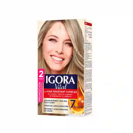 Tinte Igora Vital 9-1 Rubio Extra Claro Cenizo