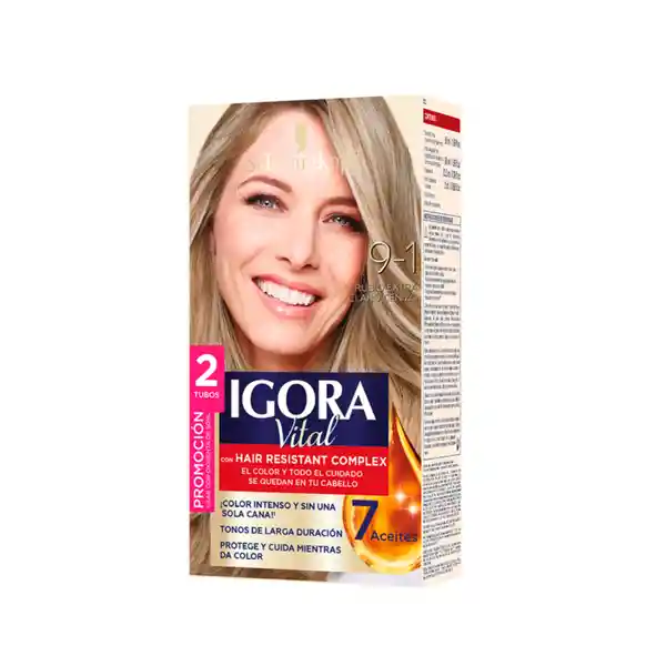 Tinte Igora Vital 9-1 Rubio Extra Claro Cenizo
