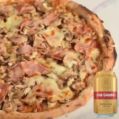 Combo Pizza Prosciutto Cotto E Funghi + Club Cola Dorada Lata 330ml