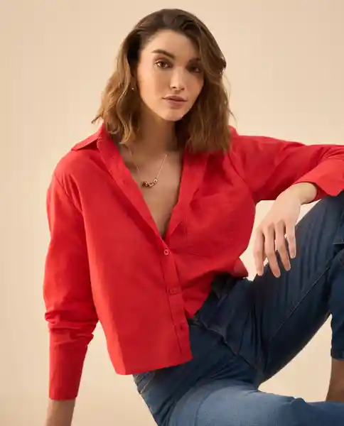 Camisa Hibisco Rojo Medio Talla L 412G016 Esprit