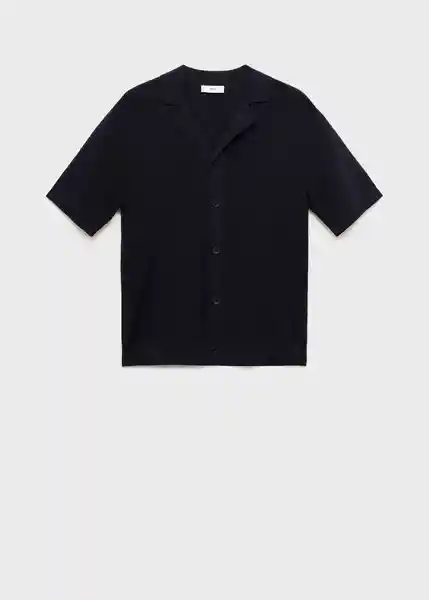 Camisa Lino Navy Talla S Hombre Mango