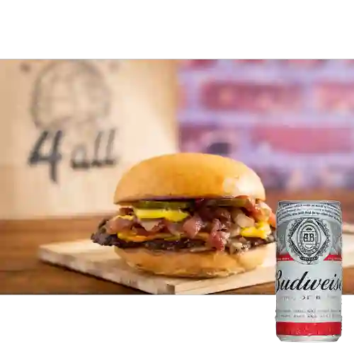 Combo Smash Bacon Cheese Burger + Budweiser 265ml