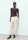 Pantalón Fluido Beige Talla XL Mujer Mango
